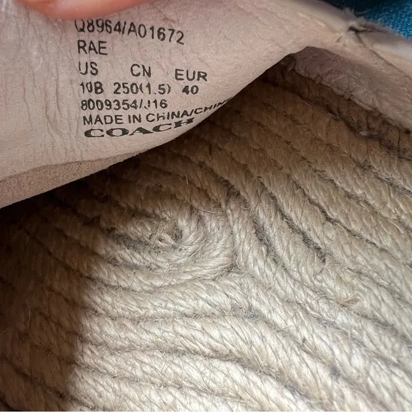 COACH RAE ESPADRILLE SLIP ONS NEUTRAL CREAM SIZE 10B EUC