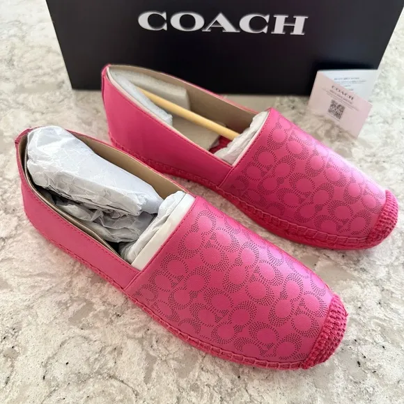 Coach Women's Carley Leather Espadrilles Size 9 color Petunia