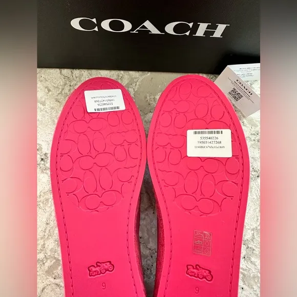 Coach Women's Carley Leather Espadrilles Size 9 color Petunia