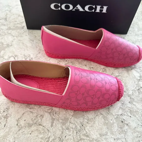 Coach Women's Carley Leather Espadrilles Size 9 color Petunia
