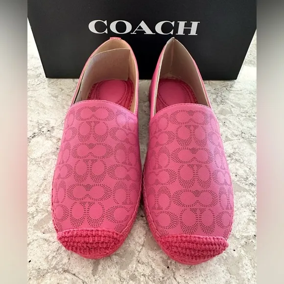 Coach Women's Carley Leather Espadrilles Size 9 color Petunia