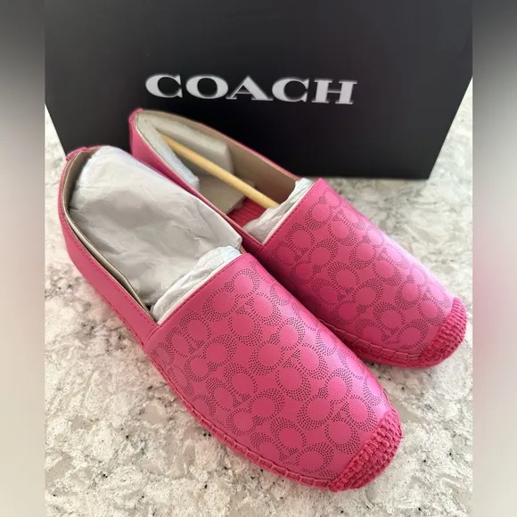 Coach Women's Carley Leather Espadrilles Size 9 color Petunia