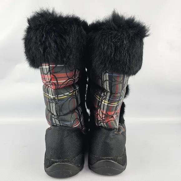 Coach Women's Jennie Q522 Signature Plaid Rabbit Fur Trimmed Winter Boots 10B