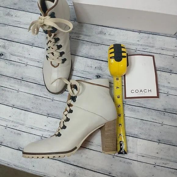 Coach Women's LUCIA  High Heel Boots Size 7B White