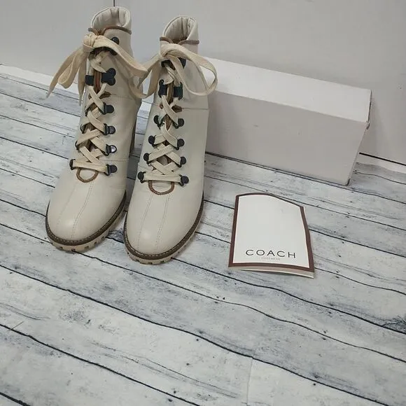Coach Women's LUCIA  High Heel Boots Size 7B White