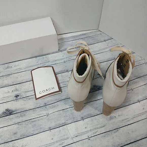 Coach Women's LUCIA  High Heel Boots Size 7B White