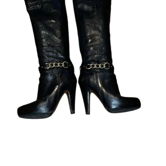 Coach Black Leather Tall Boots Size 5 1/2 B
