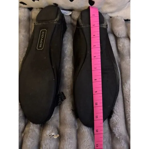 Coach signature bow grey/.black flats sz 10- 10.5