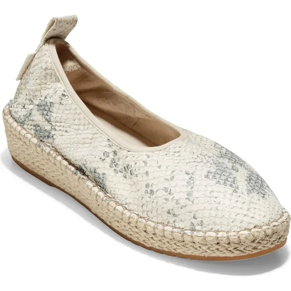 Cole Haan Cloudfeel Roccia Snake Leather Ivory Gray Espadrille Sneakers Loafers