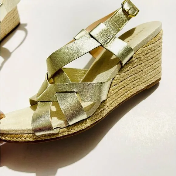 Cole Haan espadrilles wedges gold strapped W25774 women’s 8 B