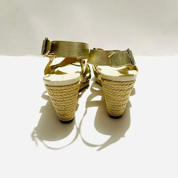 Cole Haan espadrilles wedges gold strapped W25774 women’s 8 B