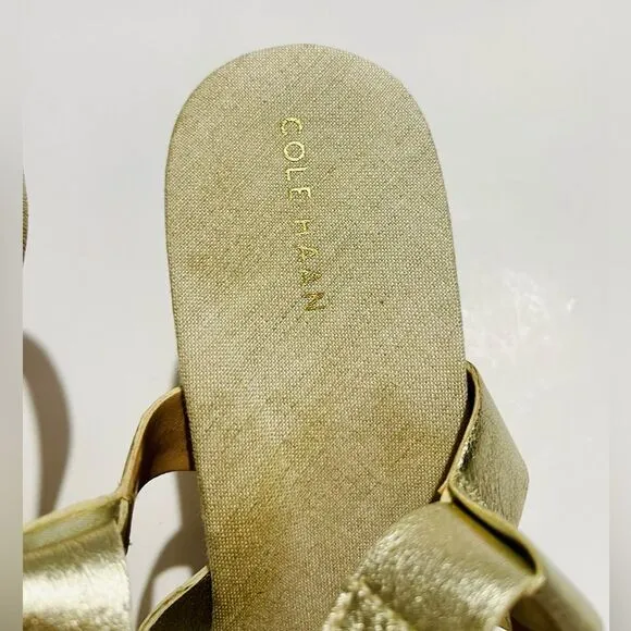 Cole Haan espadrilles wedges gold strapped W25774 women’s 8 B