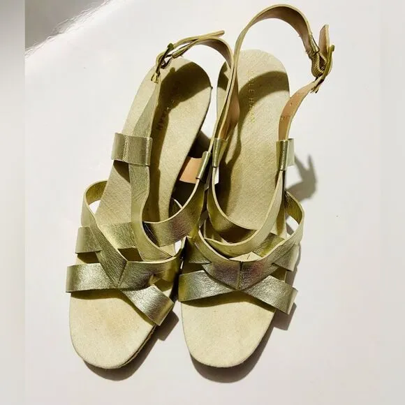 Cole Haan espadrilles wedges gold strapped W25774 women’s 8 B