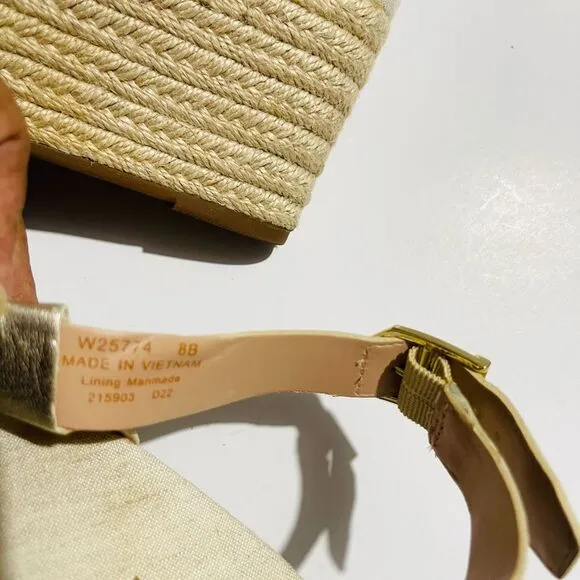 Cole Haan espadrilles wedges gold strapped W25774 women’s 8 B