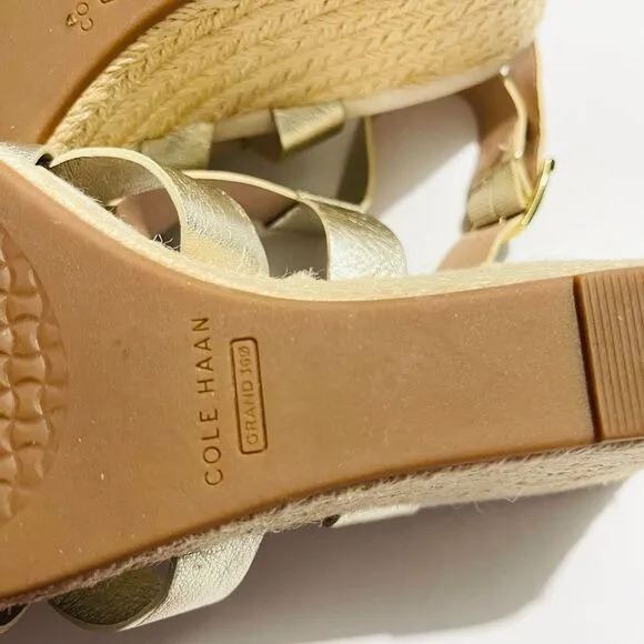 Cole Haan espadrilles wedges gold strapped W25774 women’s 8 B