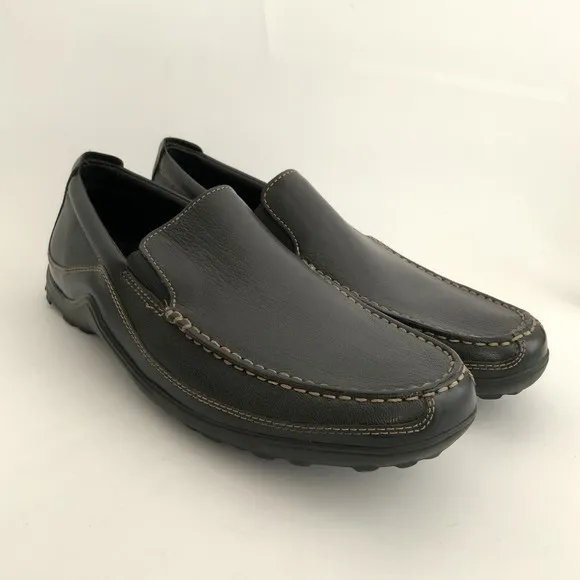 Cole Haan Loafers Men Size 10.5M Black Tucker Leather Slip-on Shoe India