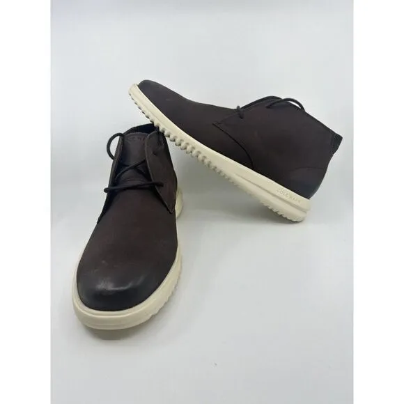 Cole Haan Men's Grand  Chocolate/Ivory Leather Chukka Boots C36933 Size 13