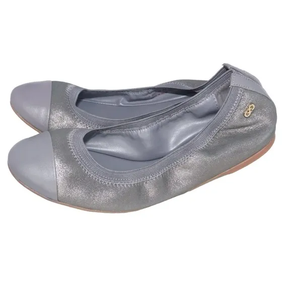 Cole Haan Metallic Gray Cap Toe Ballet Flats, Size 8.5