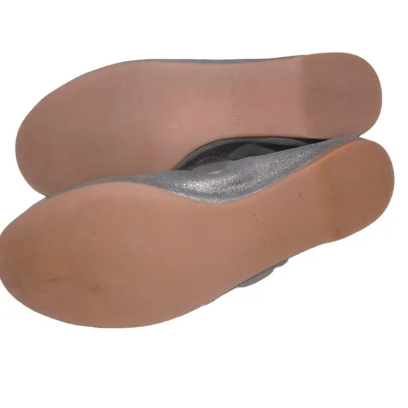 Cole Haan Metallic Gray Cap Toe Ballet Flats, Size 8.5