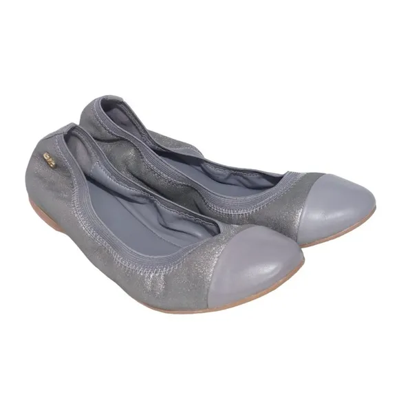 Cole Haan Metallic Gray Cap Toe Ballet Flats, Size 8.5
