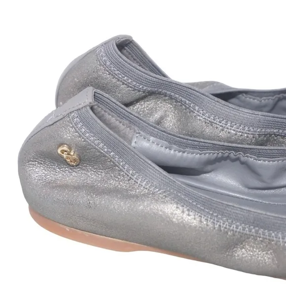 Cole Haan Metallic Gray Cap Toe Ballet Flats, Size 8.5