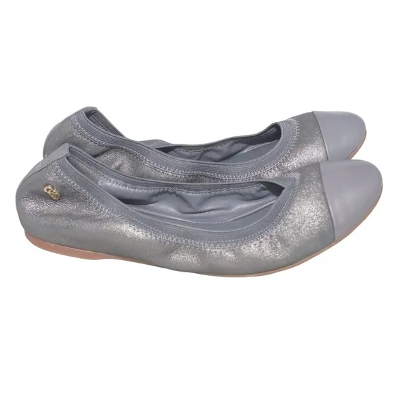 Cole Haan Metallic Gray Cap Toe Ballet Flats, Size 8.5