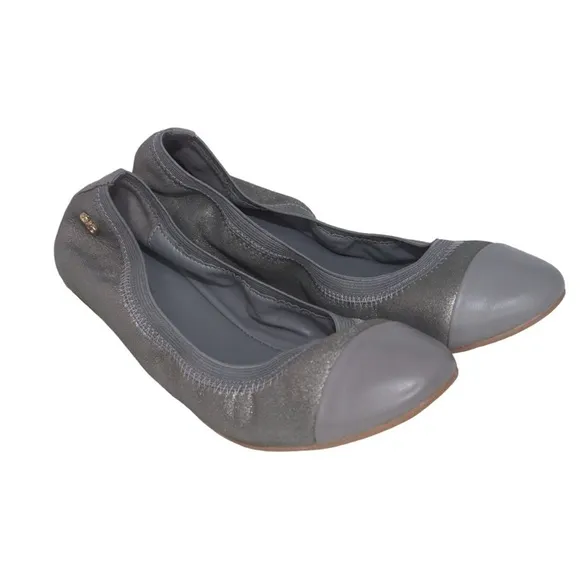 Cole Haan Metallic Gray Cap Toe Ballet Flats, Size 8.5