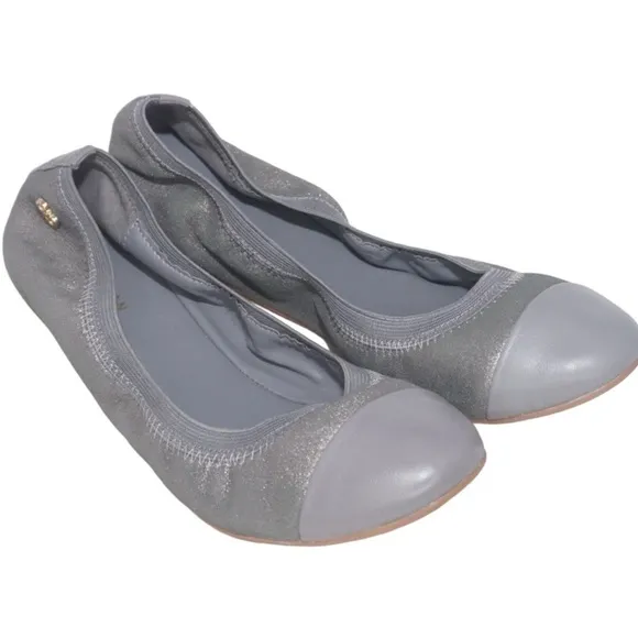 Cole Haan Metallic Gray Cap Toe Ballet Flats, Size 8.5