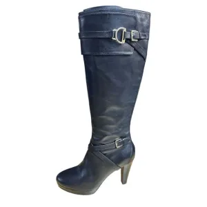 Cole Haan Poppy Women's Black Knee High Platform Boots with Nike Air Size 8.5 M
