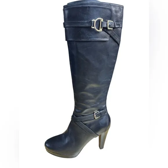 Cole Haan Poppy Women's Black Knee High Platform Boots with Nike Air Size 8.5 M