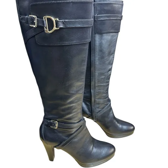 Cole Haan Poppy Women's Black Knee High Platform Boots with Nike Air Size 8.5 M