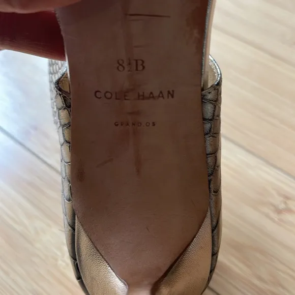 Cole Haan Sandals Heels Gold Python Gladiator Zip Size 81/2B