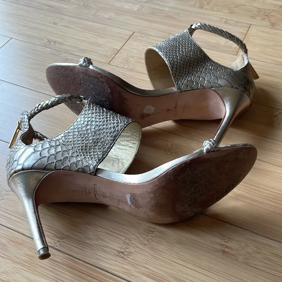 Cole Haan Sandals Heels Gold Python Gladiator Zip Size 81/2B