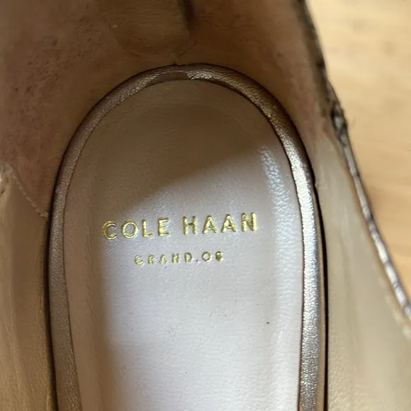Cole Haan Sandals Heels Gold Python Gladiator Zip Size 81/2B