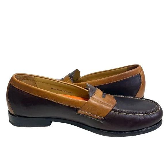 Cole Haan Two Tone Pinch Penny Loafers Mens 10 Medium Slip‎ One C14473 Brown Tan