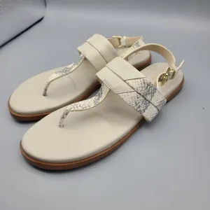 Cole Haan women Sandal Grand OS T-Strap Flat Ivory snake Leather Ainslee 7.5 new
