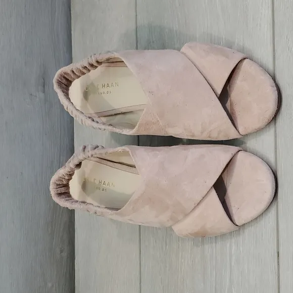 Cole Haan Womens Suede Ankle Strap Heels Slingback Sandals Shoes sz 5.5B