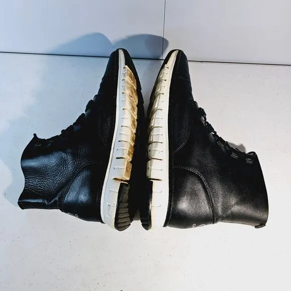 Cole Haan Zerogrand Black Leather Cap Toe Boot High Top Shoe Slip Resistant 9.5