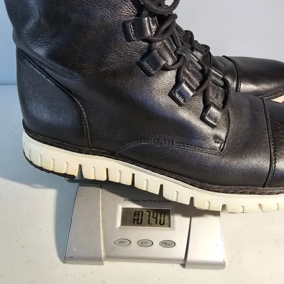 Cole Haan Zerogrand Black Leather Cap Toe Boot High Top Shoe Slip Resistant 9.5