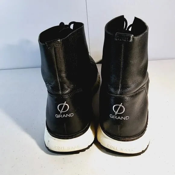 Cole Haan Zerogrand Black Leather Cap Toe Boot High Top Shoe Slip Resistant 9.5
