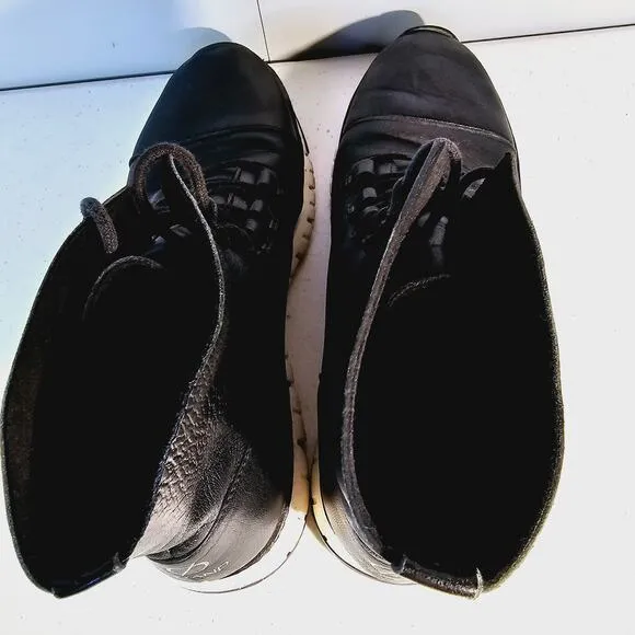 Cole Haan Zerogrand Black Leather Cap Toe Boot High Top Shoe Slip Resistant 9.5