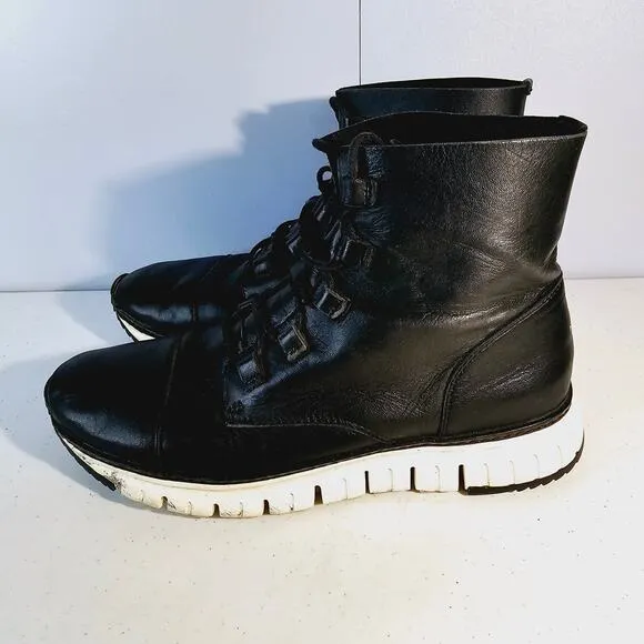 Cole Haan Zerogrand Black Leather Cap Toe Boot High Top Shoe Slip Resistant 9.5