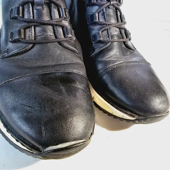 Cole Haan Zerogrand Black Leather Cap Toe Boot High Top Shoe Slip Resistant 9.5