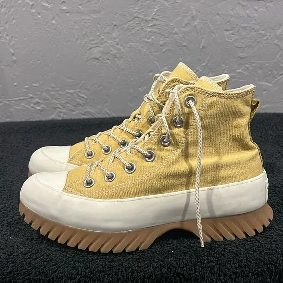 🔥 CONVERSE Chuck Taylor All Star Lugged 2.0 Utility High Sneaker Gold Women Sz