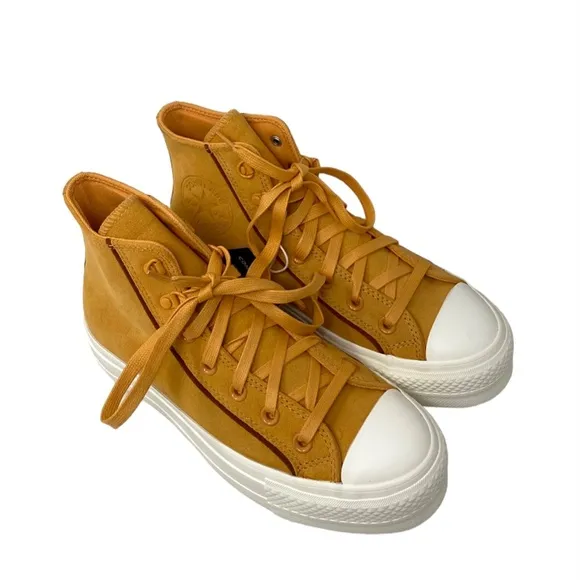Converse Lift Platform Suede High Shoes Women Sneakers Tiger Moth Casual A05419C