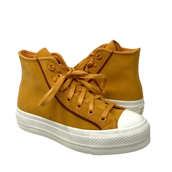 Converse Lift Platform Suede High Shoes Women Sneakers Tiger Moth Casual A05419C