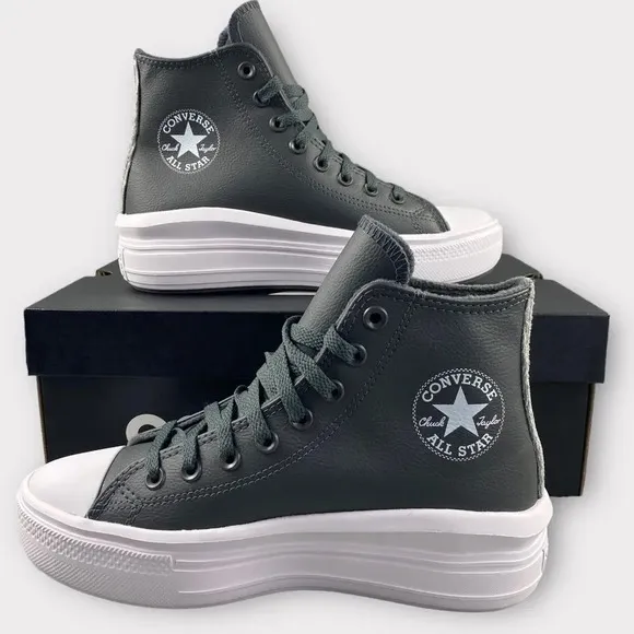 CONVERSE CTAS MOVE Hi Shoes Platform Sneakers Leather Utility Grey‎ Womens 8.5