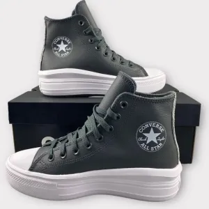 CONVERSE CTAS MOVE Hi Shoes Platform Sneakers Leather Utility Grey‎ Womens 8.5