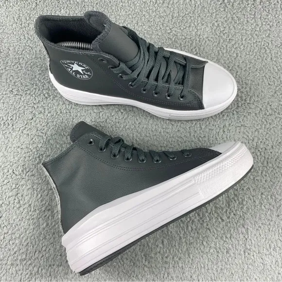 CONVERSE CTAS MOVE Hi Shoes Platform Sneakers Leather Utility Grey‎ Womens 8.5