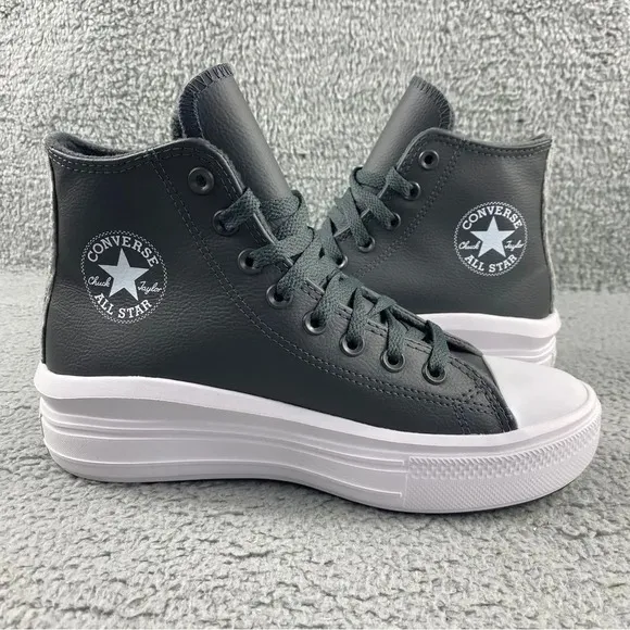 CONVERSE CTAS MOVE Hi Shoes Platform Sneakers Leather Utility Grey‎ Womens 8.5
